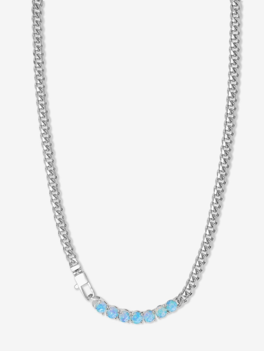 Melinda Maria Julian Loves Opals 5mm Chain Necklace 18" Silver New ✨️FIRM